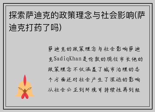 探索萨迪克的政策理念与社会影响(萨迪克打药了吗)