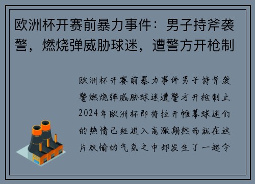 欧洲杯开赛前暴力事件：男子持斧袭警，燃烧弹威胁球迷，遭警方开枪制止